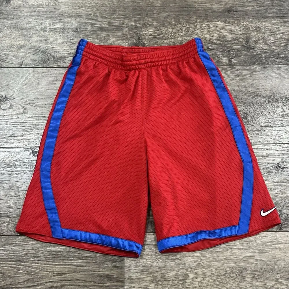 Vintage Y2K Nike Gray Tag Baggy Basketball Shorts Red Blue - Men’s Medium
